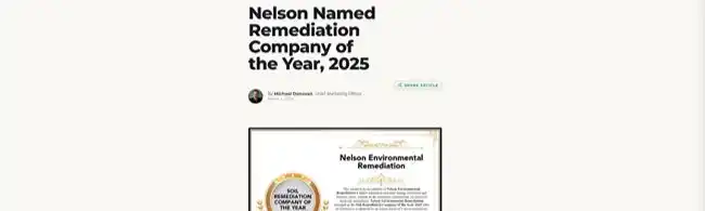 Nelson Environmental Remediation recognition